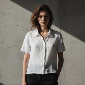 NWOT Raquel Allegra - White Gauze Button-Up Top (Size 0)